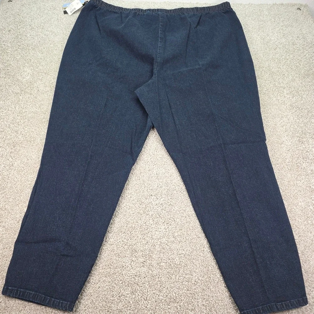 New Liz & Me Women 4X Dark Wash Stretch Denim Elastic Waist Pull On Pants 301112